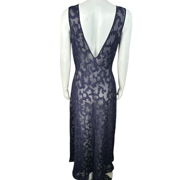 Vintage Victorias Secret Gown Dress Large Sheer Floral 90s Y2K Purple Gold Label - Picture 7 of 11